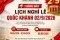 Lịch nghỉ lễ Quốc Khánh 2/9/2026